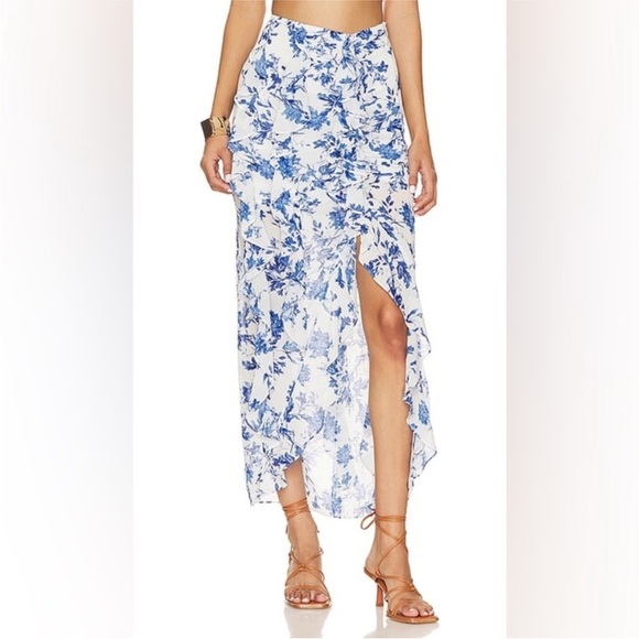 Free People flounce around maxi skirt in white combo - Picture 1 of 6